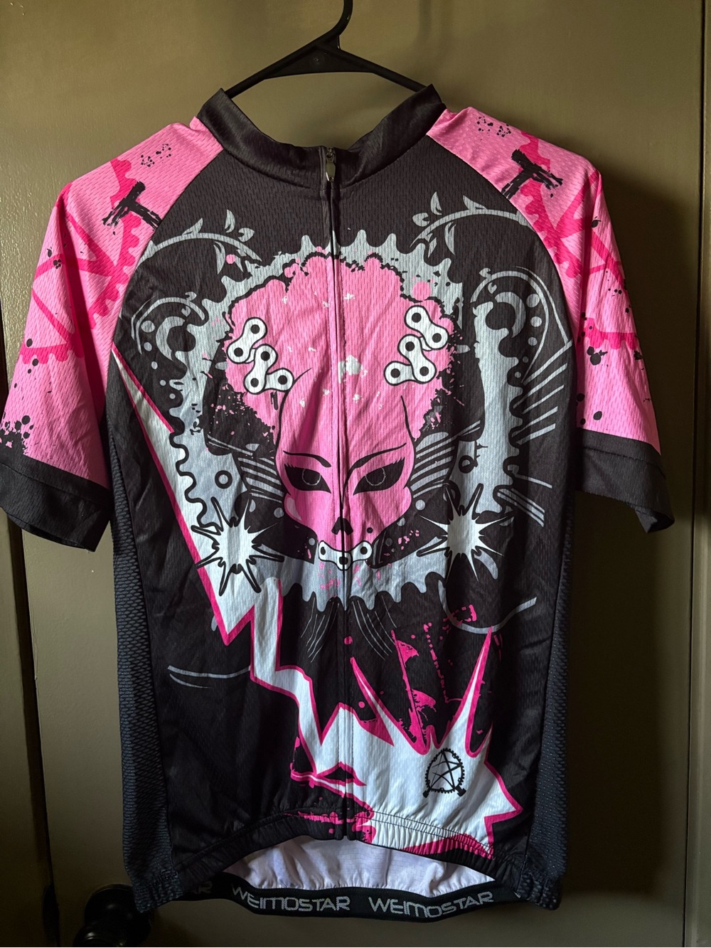 NWT Weimostar Women's Cycling Jersey XL Pink Skull Bike Shirt